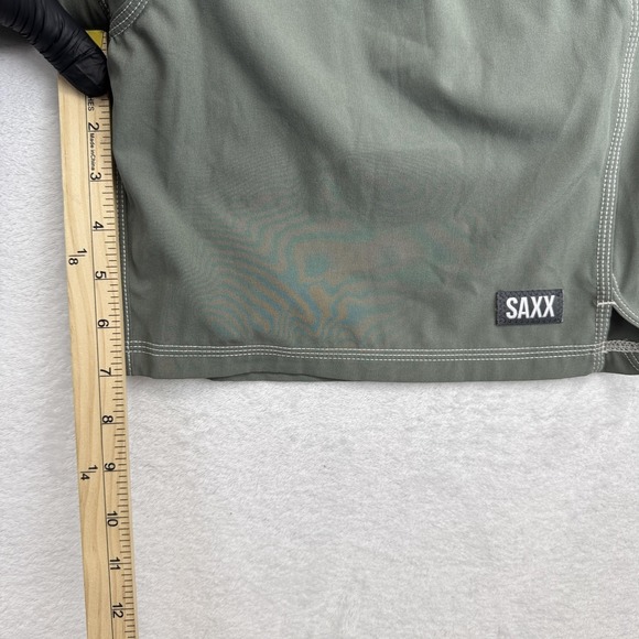 SAXX Swim Shorts Mens Large Green Drawstring Mesh Lined Pocket Boardshorts‎ - Picture 8 of 10